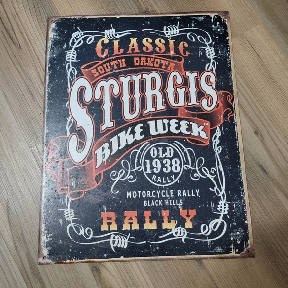 STURGIS BIKE WEEK 1938 CLASSIC RALLY , Tin SIGN. Wall Hanging . - Picture 3 of 3